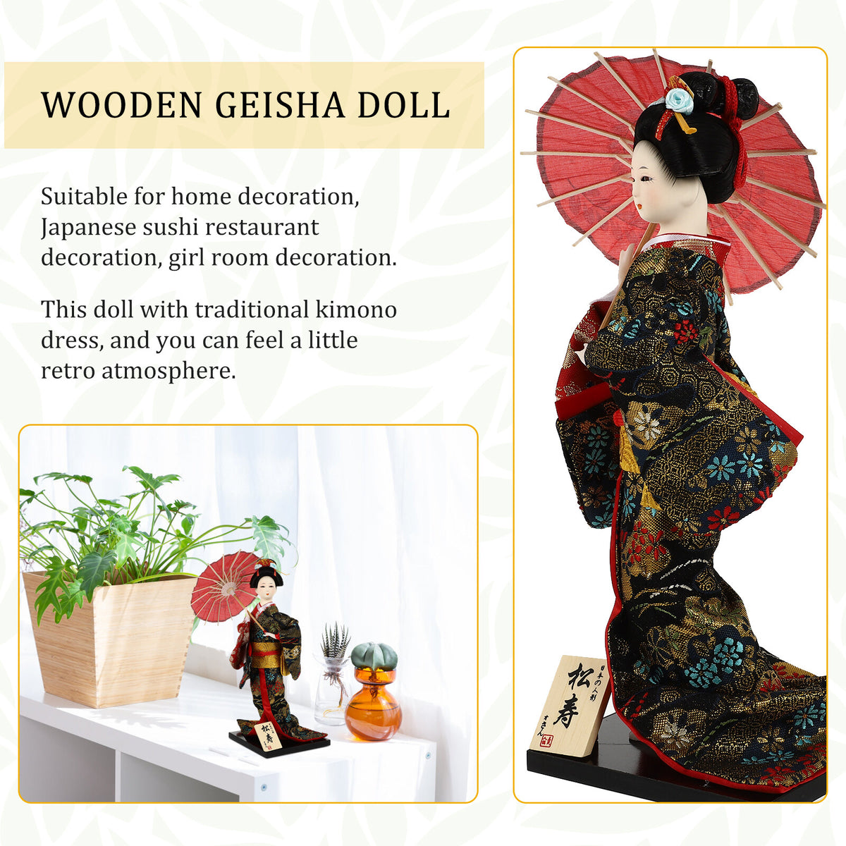 Japanese Kimono Figurine Asian Dolls Ornament Oriental Statue Collectible Figure Antique Vintage Sculpture V260