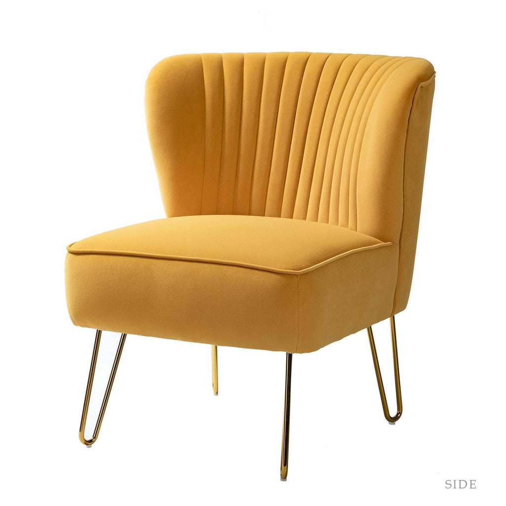 Tan Tufted Side Chair with Golden Base W373874