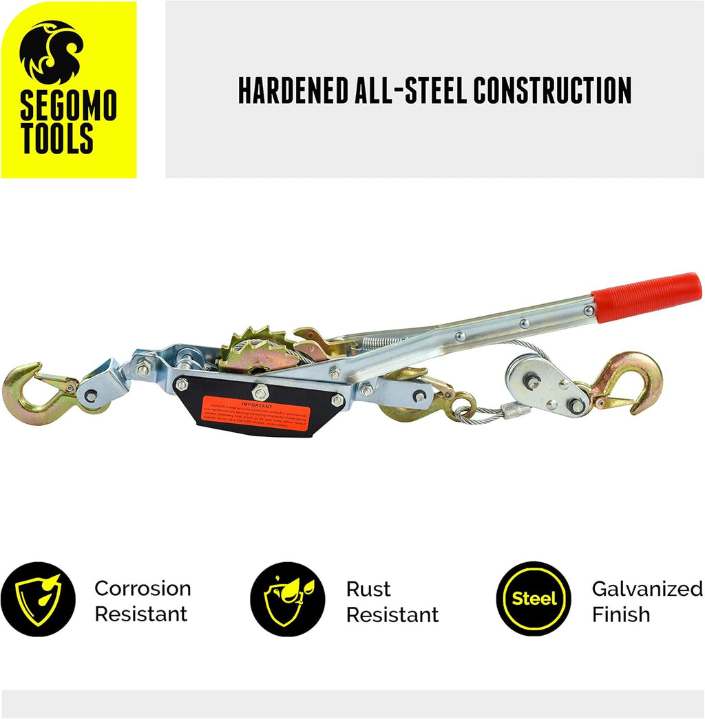 2 Ton Heavy Duty Steel Cable Dual Gear Power Ratchet Puller Tool Pack of 2 X1427