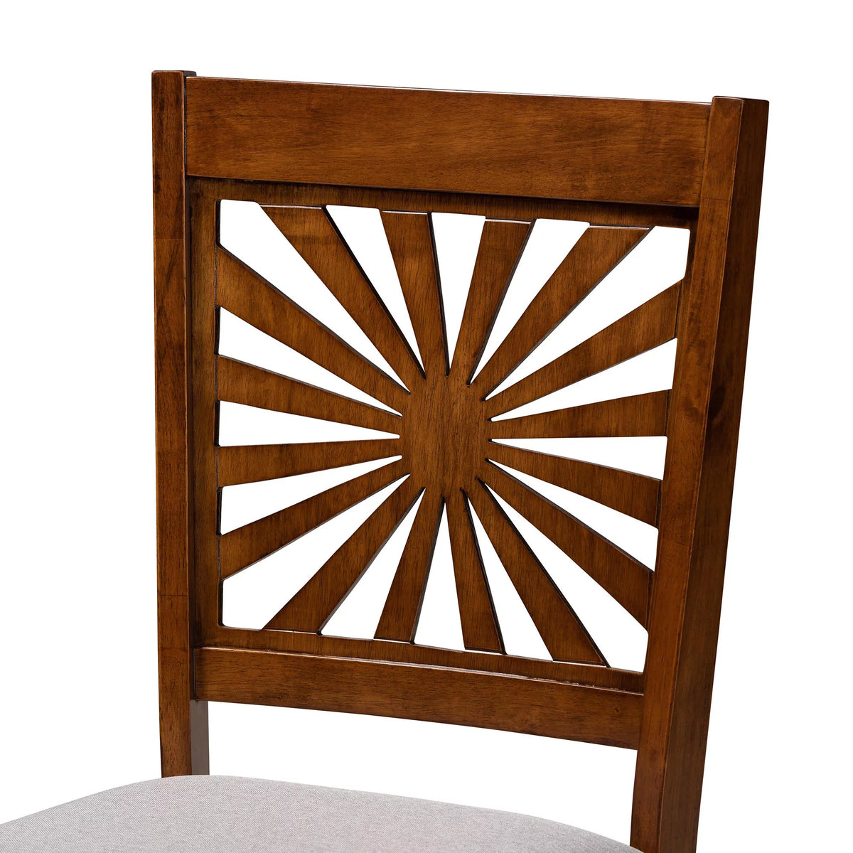 Grey Fabric and Walnut Brown Wood 2-Piece Dining Chair Set D588106