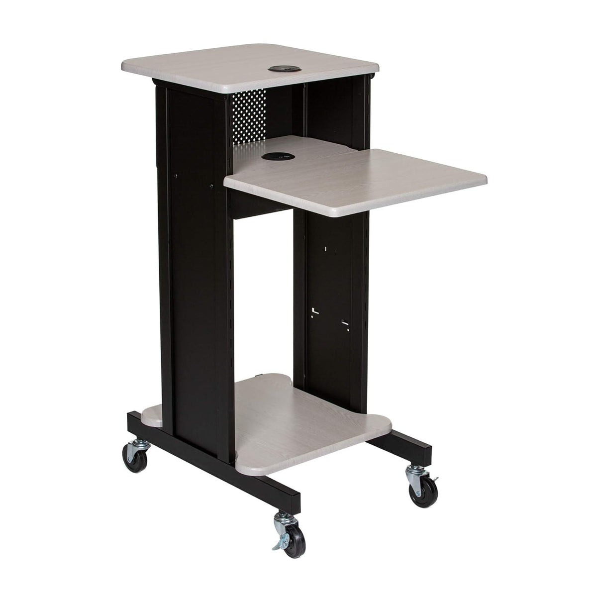 Presentation Cart and Stand, Steel Frame, Ivory Woodgrain M361