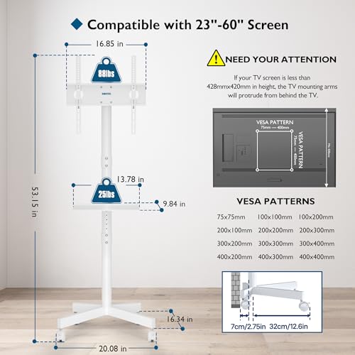 23-60 Inch Rolling TV Cart with Locking Wheels C787237