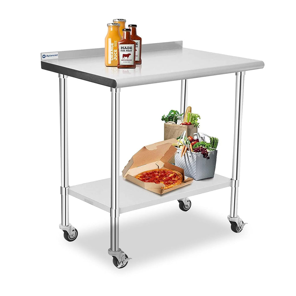 Stainless Steel Prep & Work Table with Caster Backsplash and Adjustable Undershelf N101039