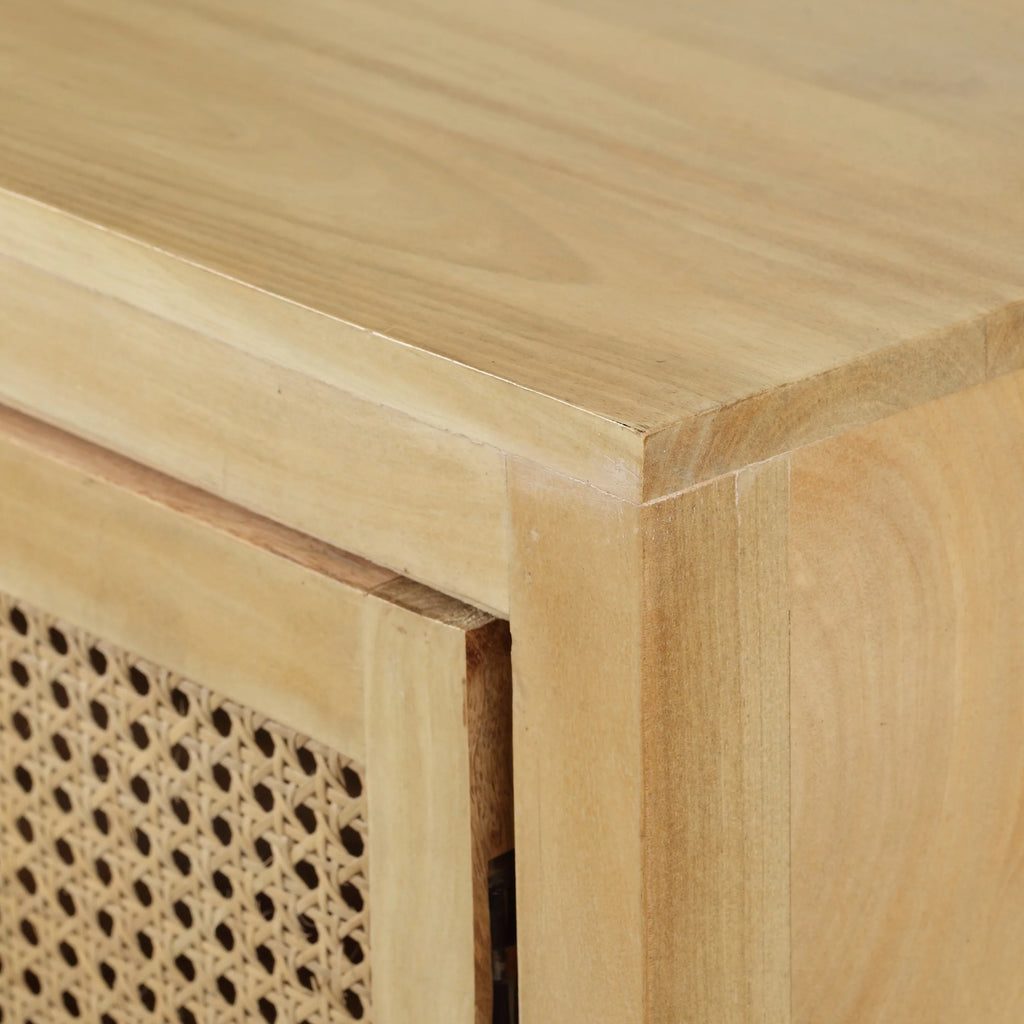 2 Door Mango Wood Cabinet with Wicker Caning N6466