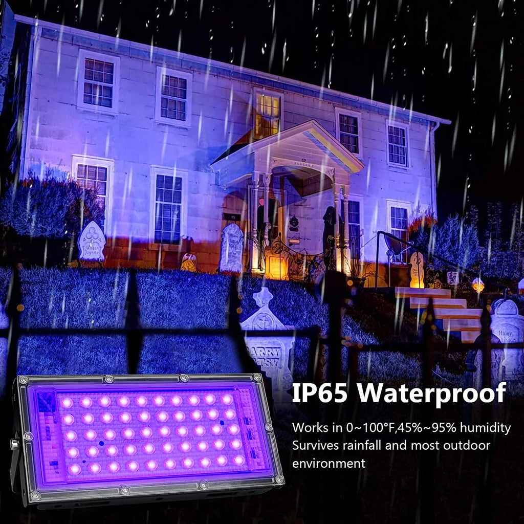 2 Pack 50W Black Lights, Blacklight Flood Light with Plug and Switch J602