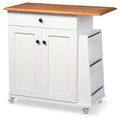 Two-Tone White and Dark Brown Lacquered Wood Kitchen Cart Cabinet Q1452