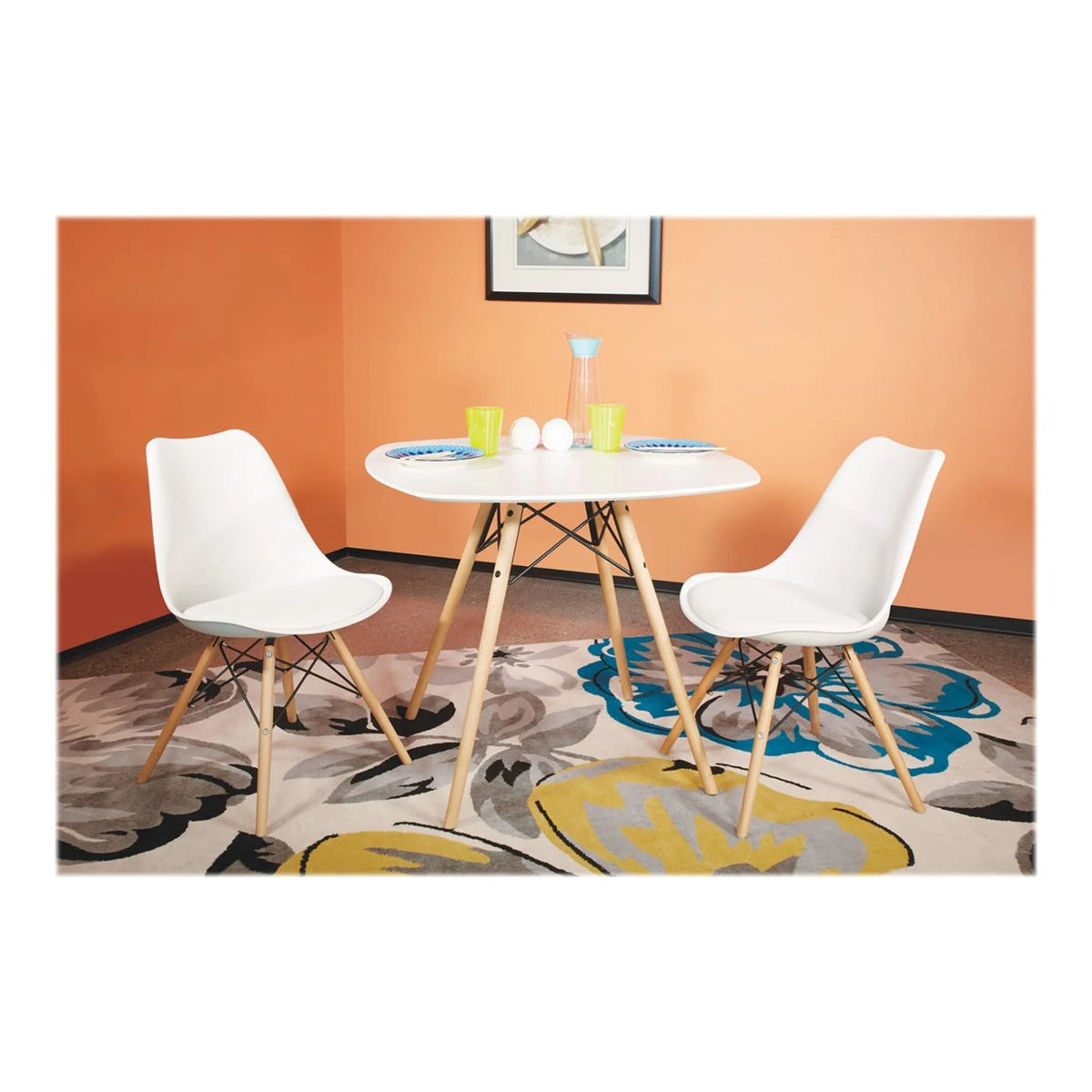 White Dining Table with Wood Legs U9968