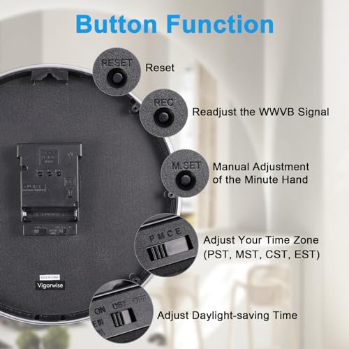 14 Inch Radio Controlled Aluminum Frame Wall Clock S1767