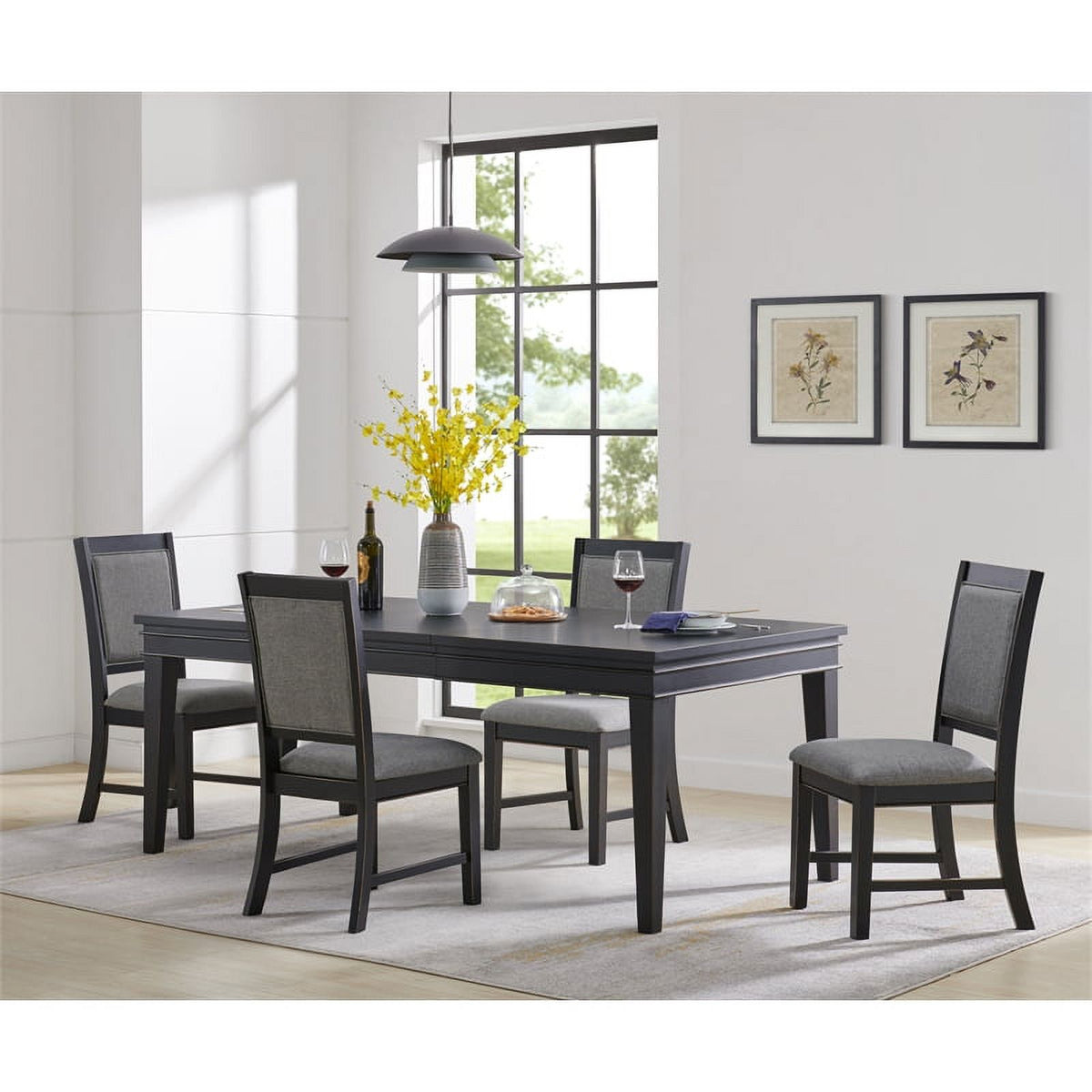 Black and Grey Linen Dining Room Chair (Set of 2) R246061
