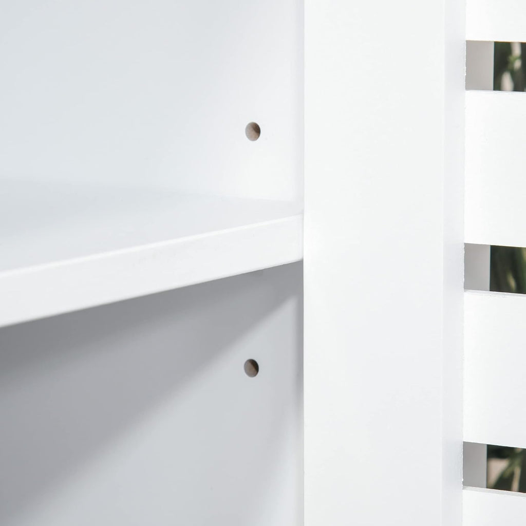 White Buffet Sideboard Storage Cabinet with Slat Double Doors B53704