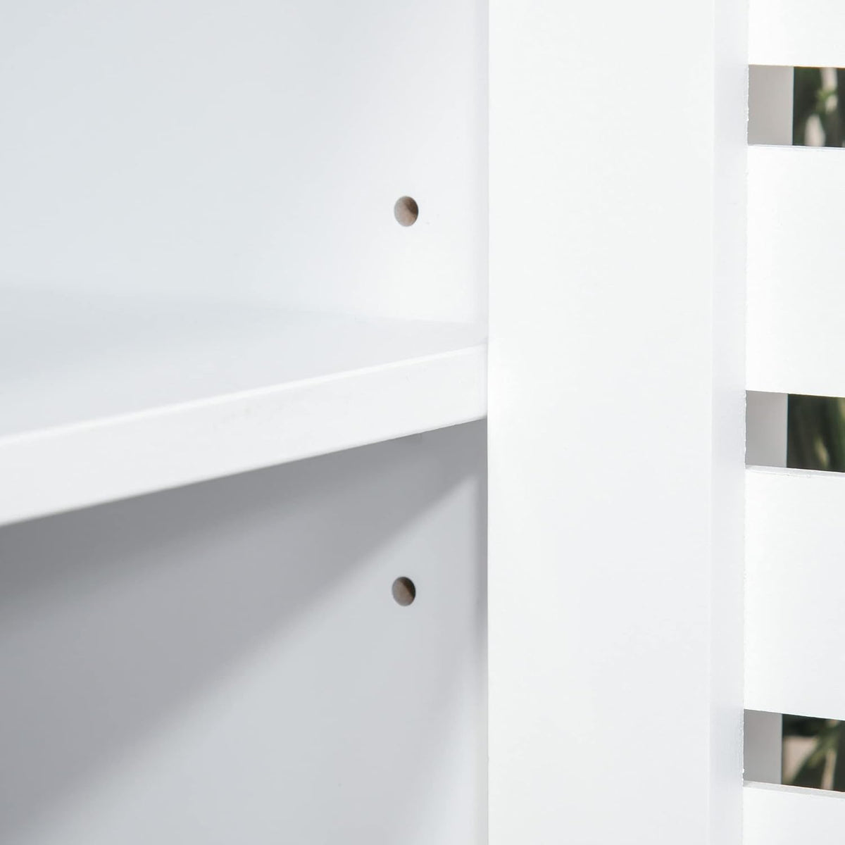 White Buffet Sideboard Storage Cabinet with Slat Double Doors B53704