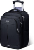 17 Inch Waterproof Black Rolling Backpack with Wheels O5905