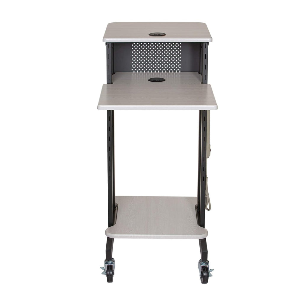 Presentation Cart and Stand, Steel Frame, Ivory Woodgrain M361