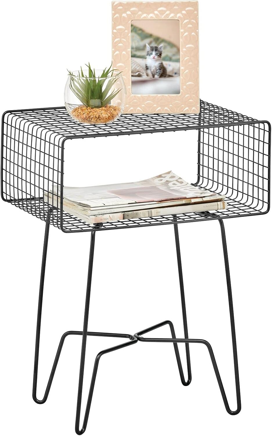 Industrial Side Table with Storage Shelf A8170