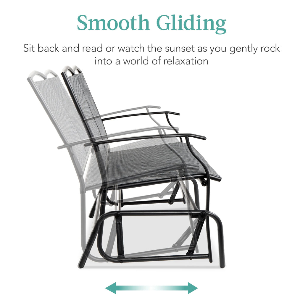 2-Person Outdoor Swing Glider Steel Patio Loveseat Gray K1044