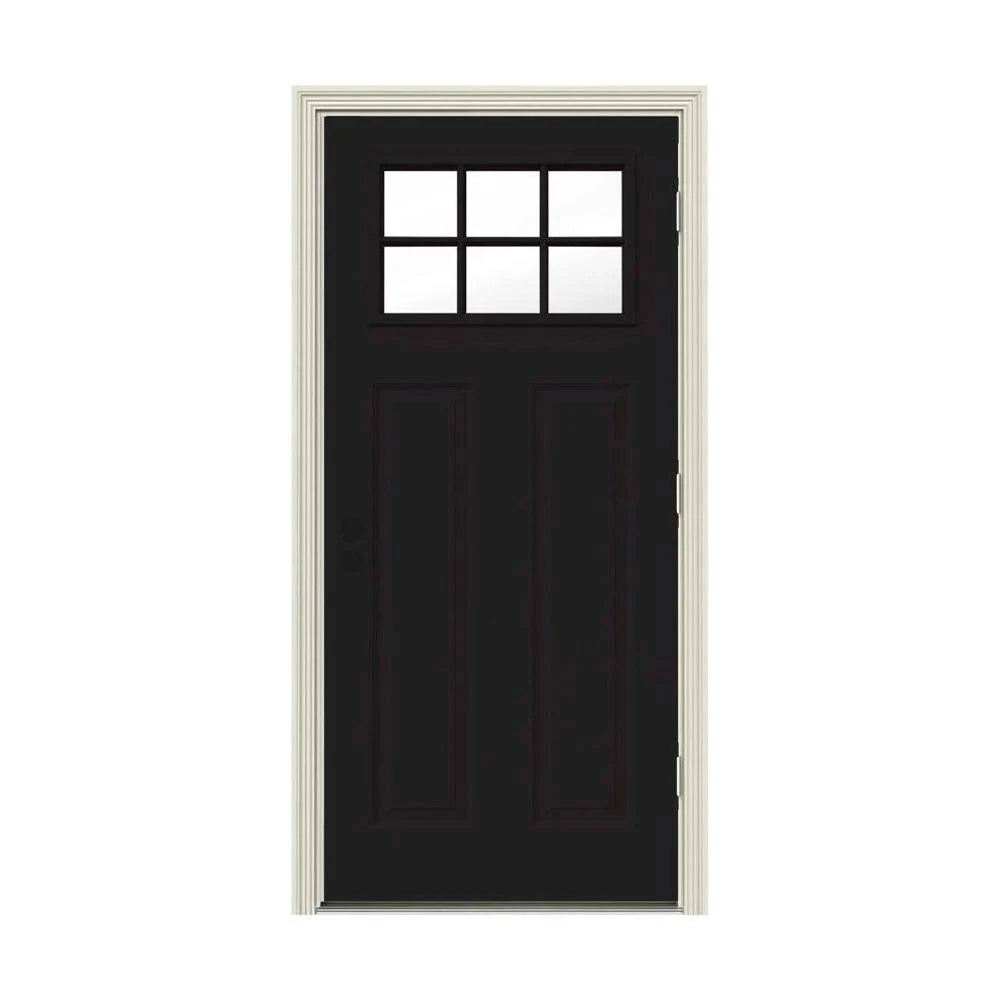 Black Painted Steel Prehung Front Door with Brickmould D808757