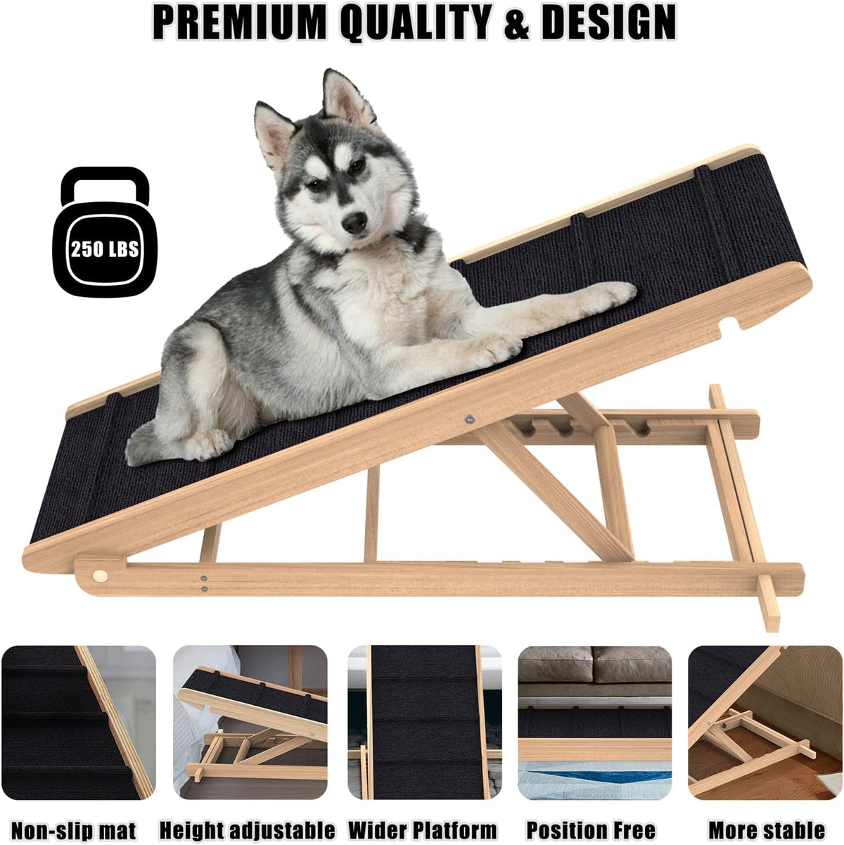 Adjustable Folding Pet Ramp with Non Slip Mat, 40" Long K82987