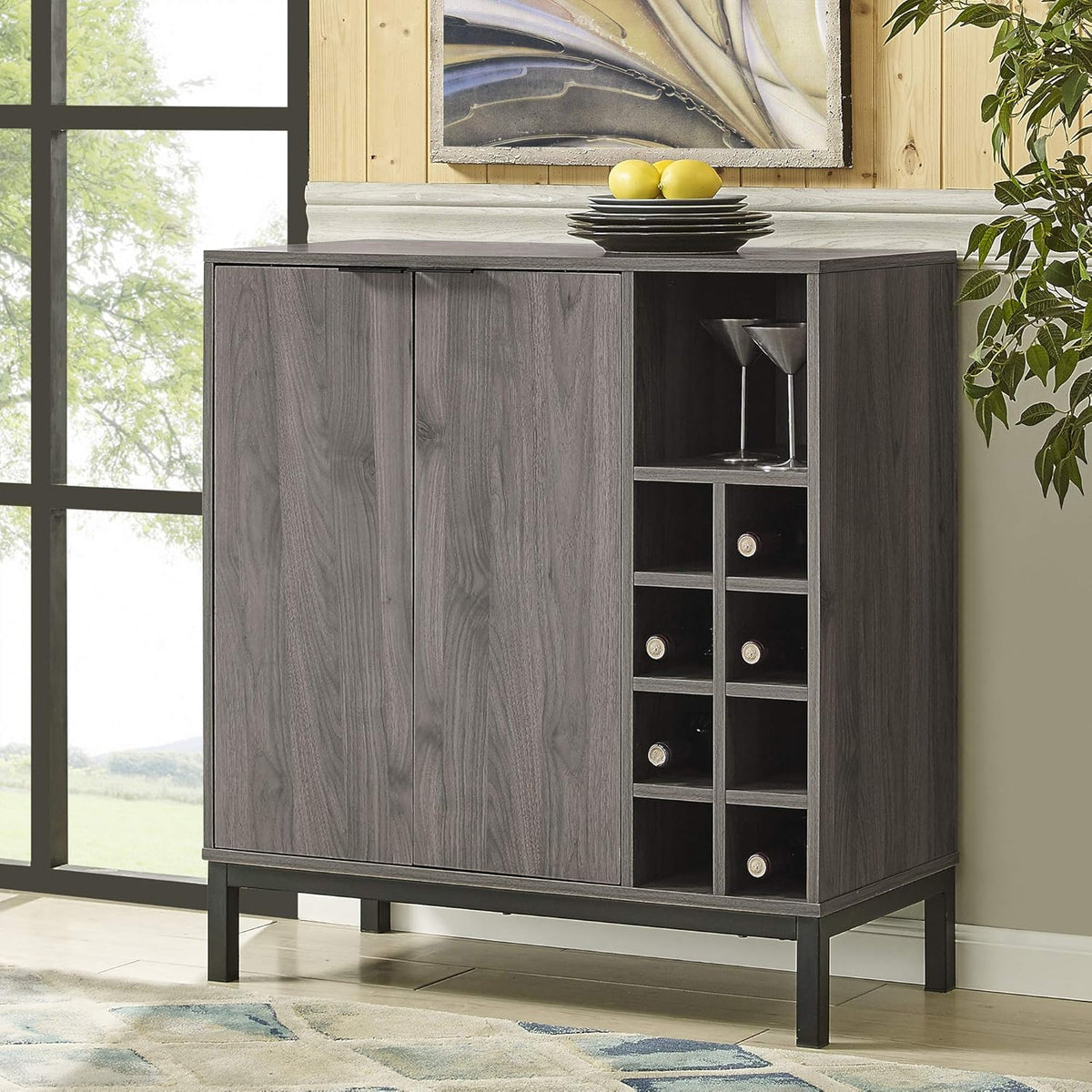 Dark Walnut Wood Storage Cabinet W89770