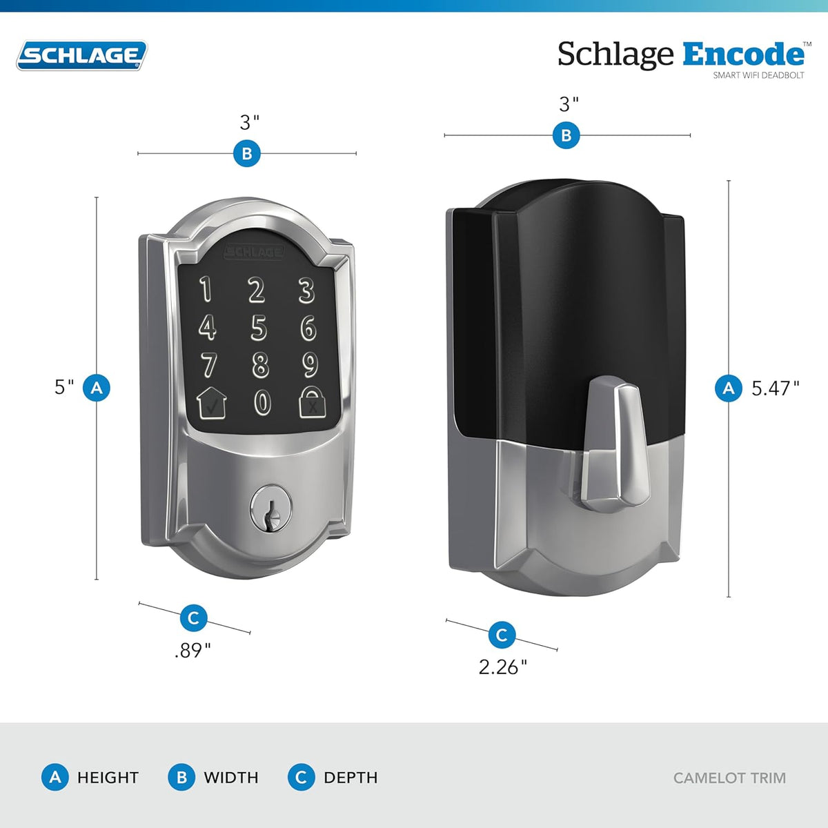 Bright Chrome Smart WiFi Deadbolt L30817