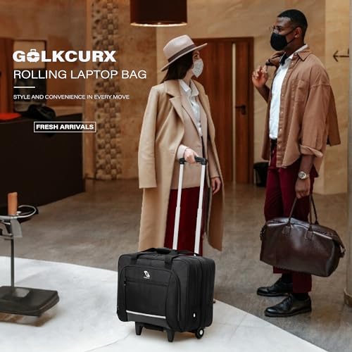 Black Rolling Laptop Bag with Wheels J6097