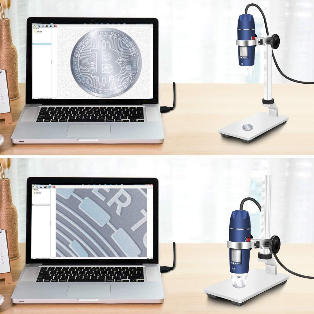 2MP USB Digital Microscope 40-1000X with 8 LEDs Aluminum Alloy Stand C986468