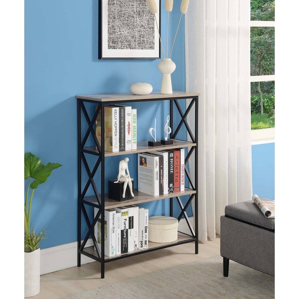 Metal and Wood 4-Shelf Bookcase J118