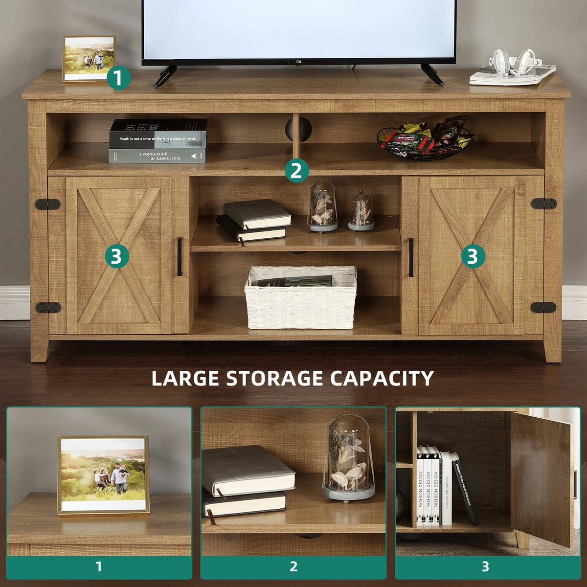 Farmhouse TV Stand for 65 Inch TV W591