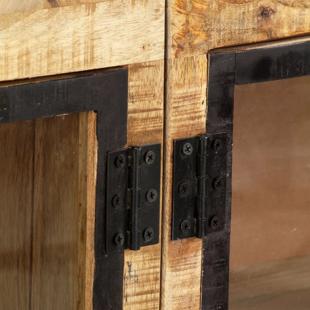 Brown and Black Solid Rough Mango Wood Sideboard T6300