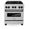 30 in. Gas Burner Electric Oven Range Stainless Steel Matte Black Q729