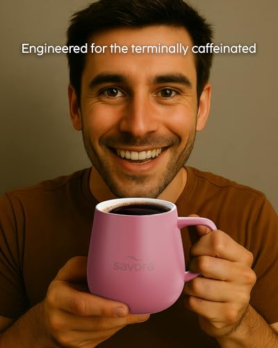 12oz Heated Ceramic Coffee Mug with Lid F981