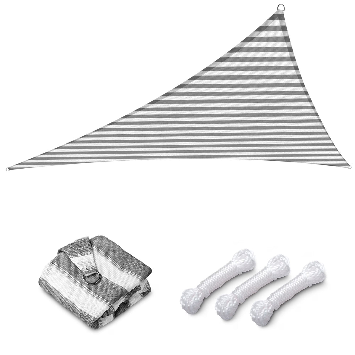 Gray+White Triangle Sun Shade Sail K940236