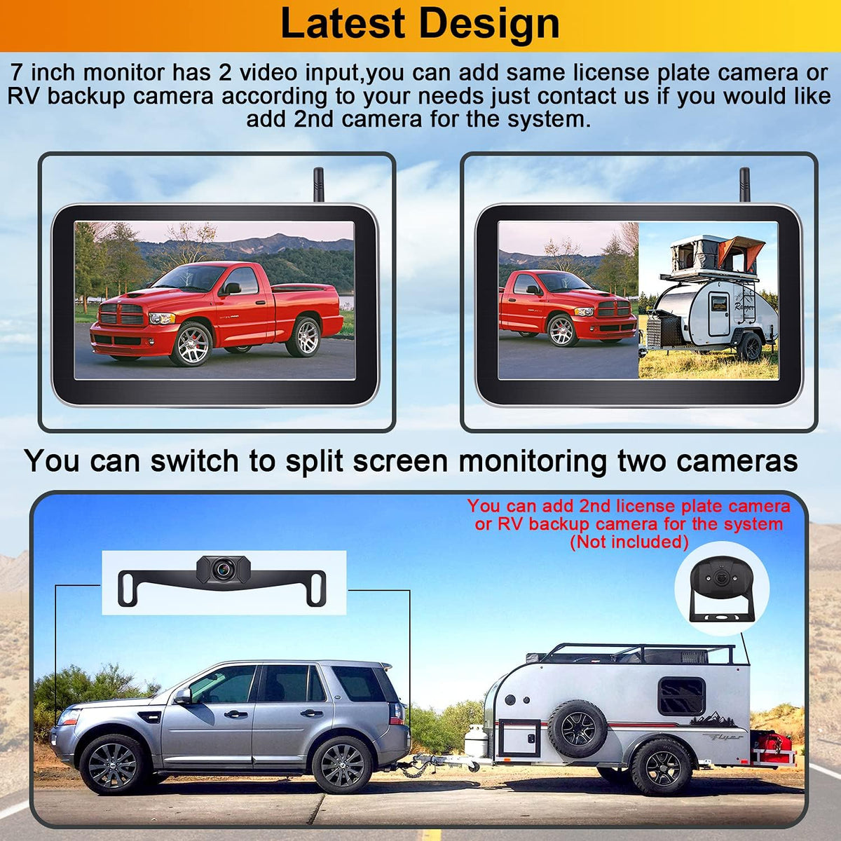 Wireless Backup Camera Kit with 7 Inch Monitor W3841