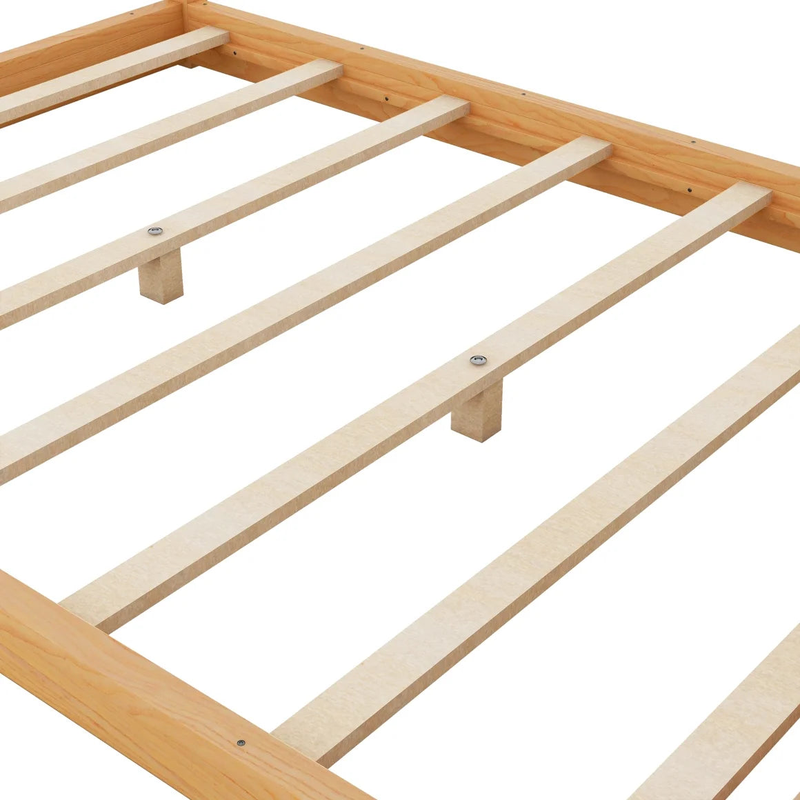 White Queen Size Wood Canopy Bed Frame with Headboard R7349