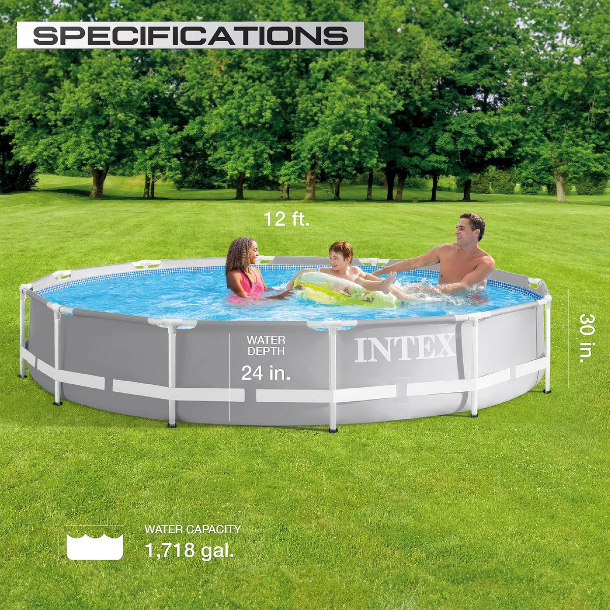 12 ft x 30 in Round Above Ground Swimming Pool Q8920