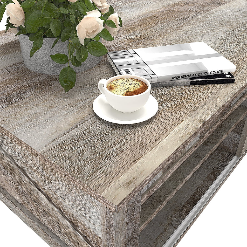 Gray Wood Coffee Table with Storage K1287