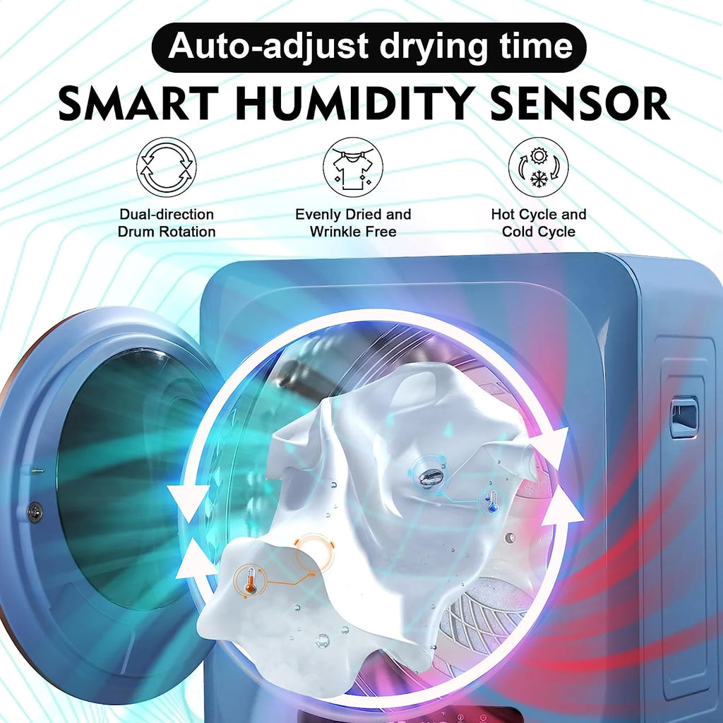 Compact Electric Clothes Dryer 8.8 Lbs 850W with Moisture Sensor I123979