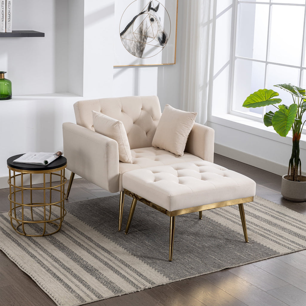 Velvet Accent Chair with Ottoman E1528