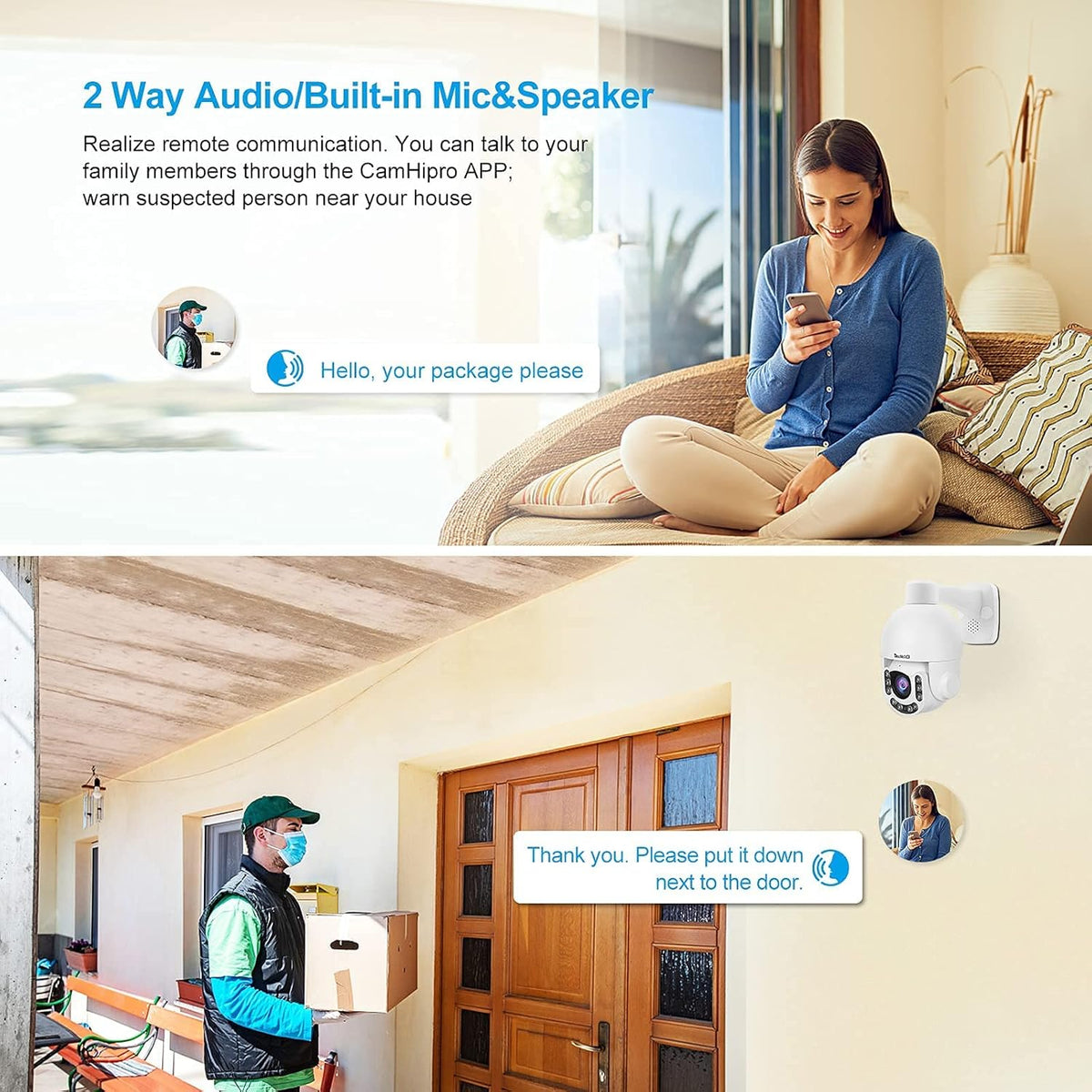 Outdoor PTZ POE Security Camera, HD 5MP Auto Tracking IP Camera with 5X Optical Zoom, IR Night Vision Motion/Human Detection Built in Mic&Speaker IP66 Waterproof O299799