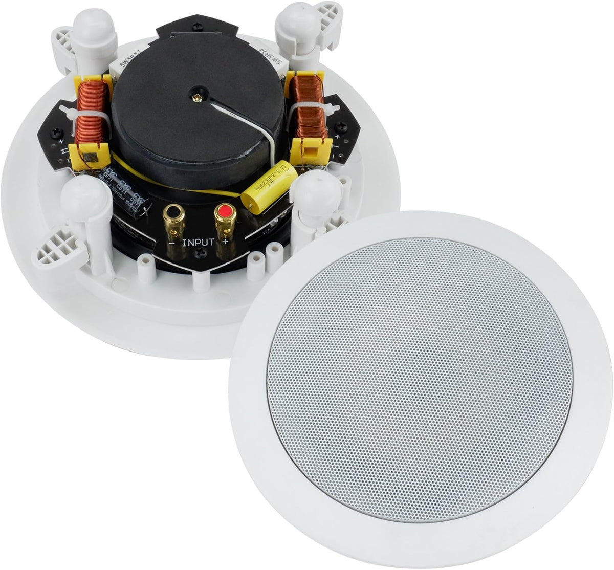 Dual 6-Inch in-Wall/in-Ceiling 2-Way Stereo Sound Speaker with 1" Silk Dome Tweeter and Crossover Network, Pack of 2 V294598