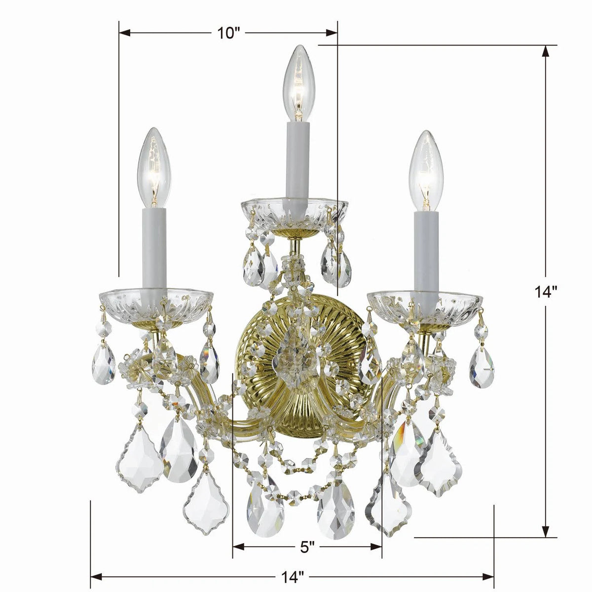 3 Light Sconce, Gold B5802