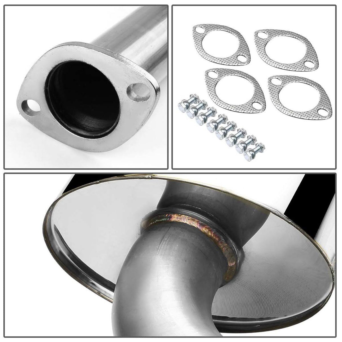 Stainless Steel Dual Rolled Muffler Tip Catback Exhaust System D652