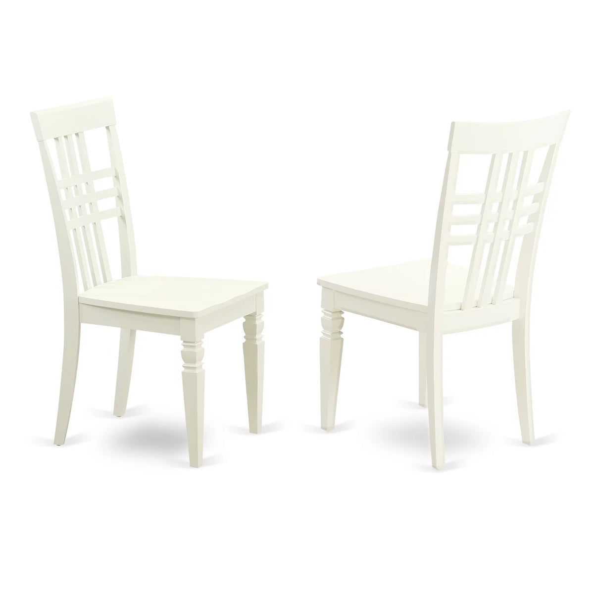 Linen White Wood Dining Chairs Set of 2 Q30109