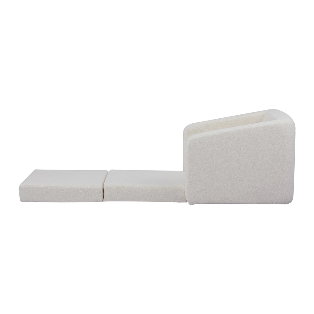 Ivory Polyester Sherpa Convertible Chair S49766