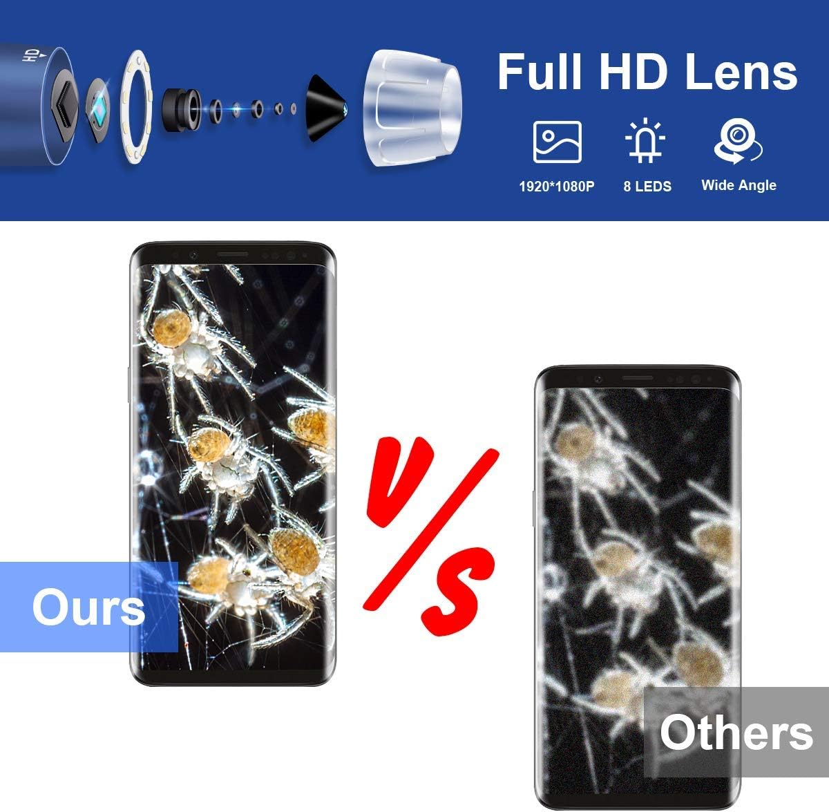 2MP USB Digital Microscope 40-1000X with 8 LEDs Aluminum Alloy Stand C986468