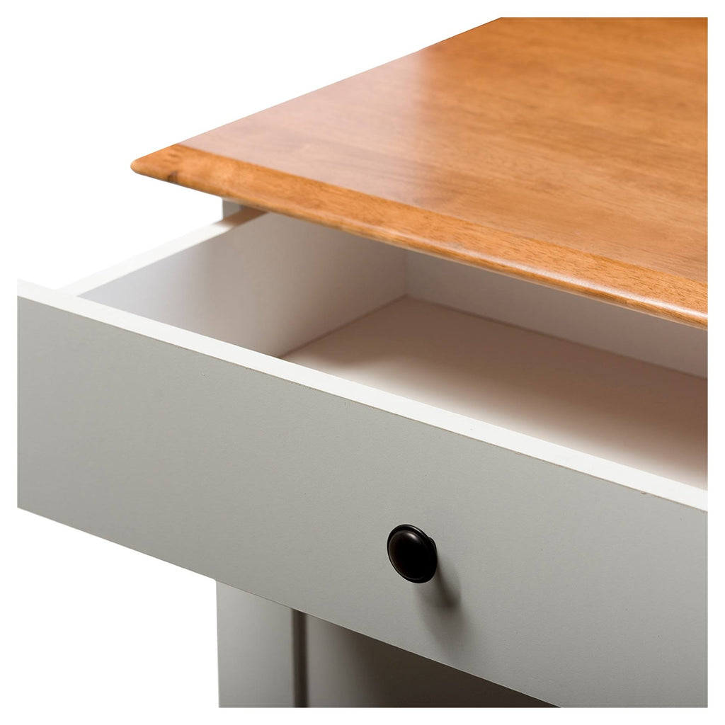Two-Tone White and Dark Brown Lacquered Wood Kitchen Cart Cabinet Q1452