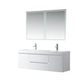 Glossy White 60-inch Wall-hung Double Sink Bathroom Vanity I914067