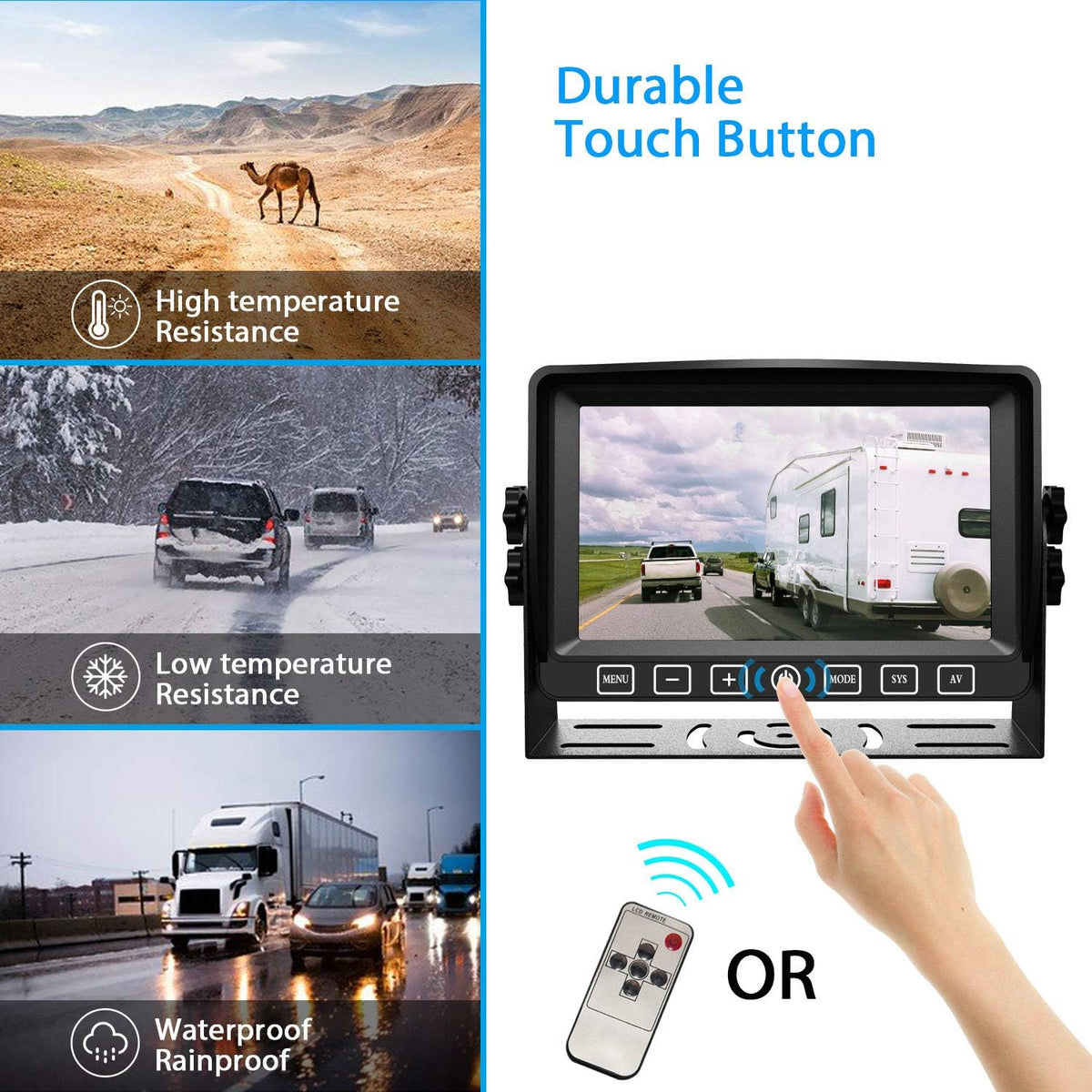 Backup Camera with 7 Touch Button Monitor Built-in Recorder M443