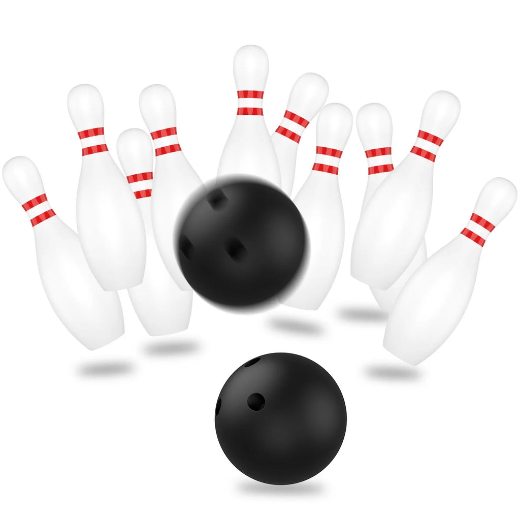 12 Pcs Kids Bowling Set with 10 White Pins and 2 Balls B973779