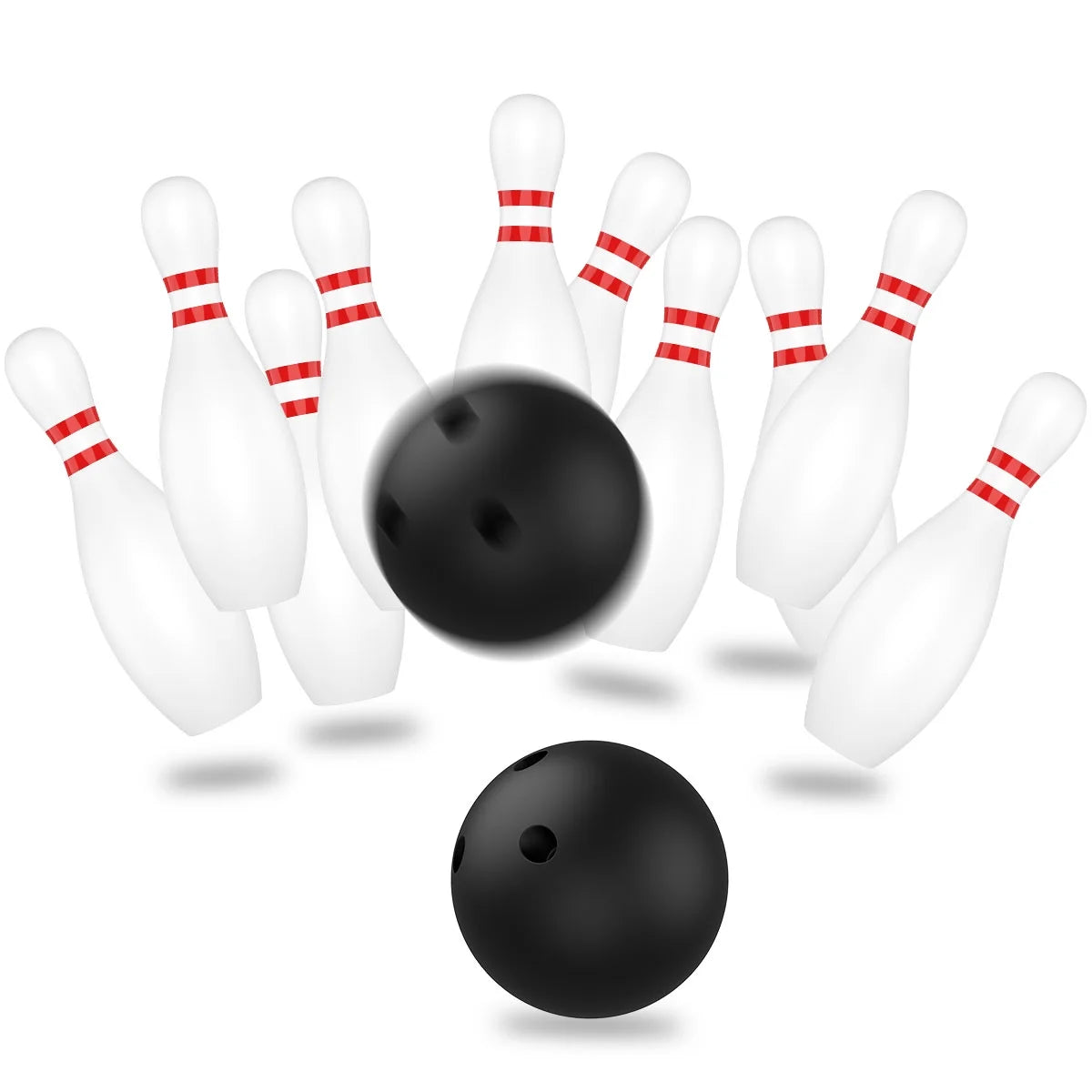 12 Pcs Kids Bowling Set with 10 White Pins and 2 Balls B973779