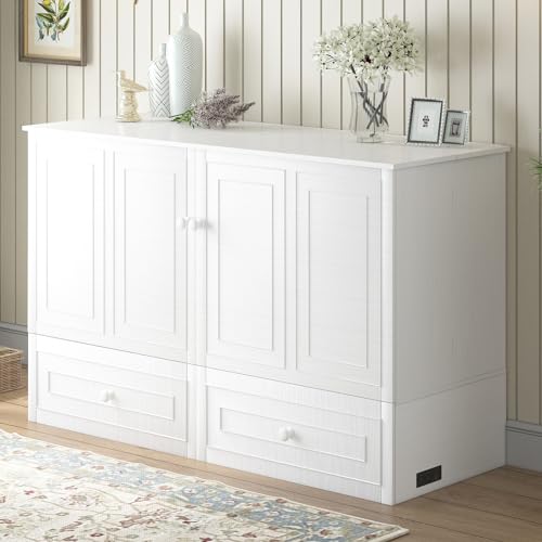 Queen Size Dark Grey Murphy Bed with USB Charging Station M2227